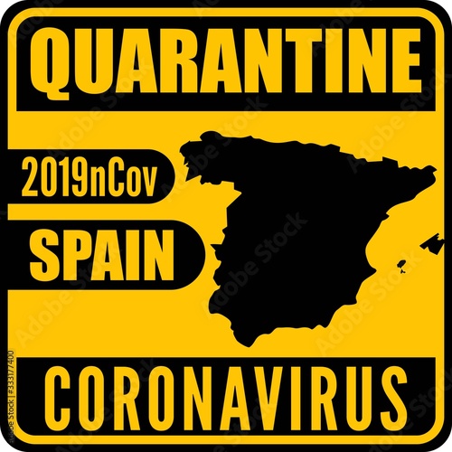Coronavirus quarantine poster. Covid-19 quarantine in Spain. Vector illustration.