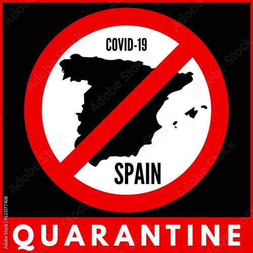 Coronavirus quarantine poster. Covid-19 quarantine in Spain. Vector illustration.