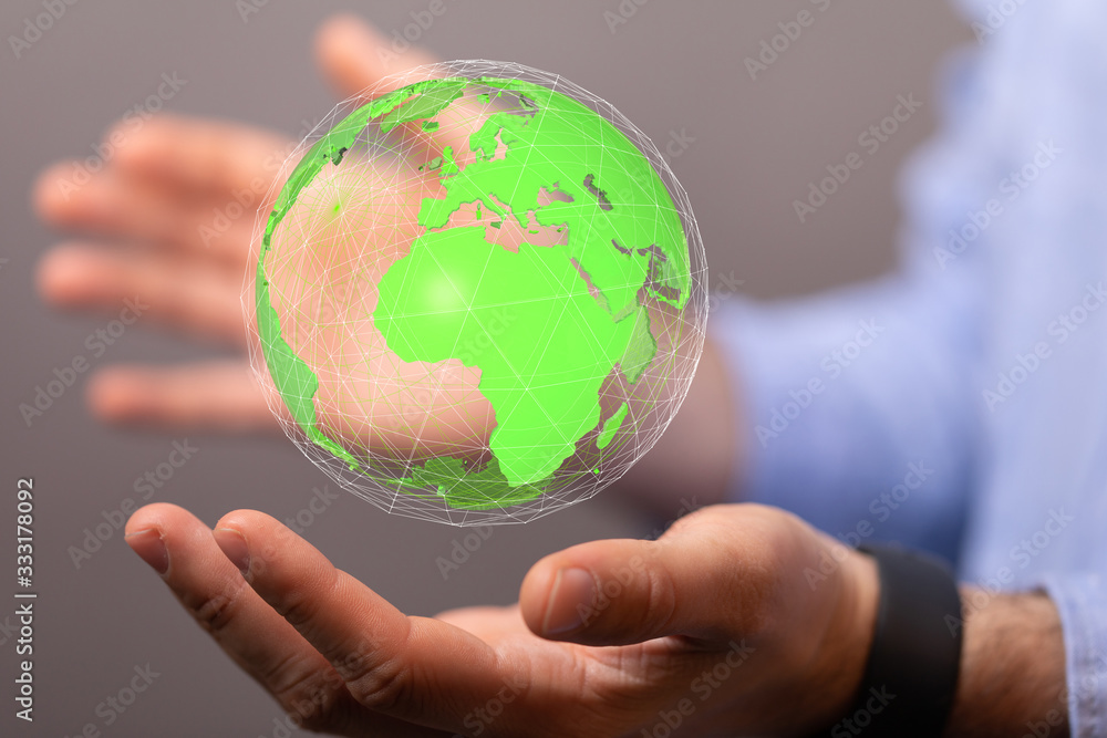 Human Hand Holding The World In Hands. Human Hand Holding The World In Hands.