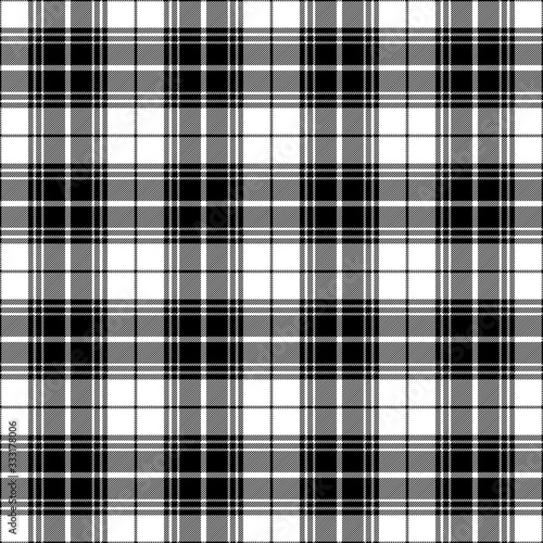 Black and white tartan plaid design. Scottish textile pattern. 