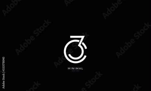 Number icon logo 3 with a letter C photo