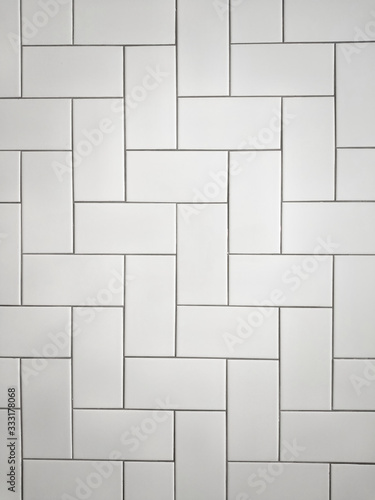 White ceramic tile mosaic textured and background. Tile mosaic pattern for interior of bathroom or other room.