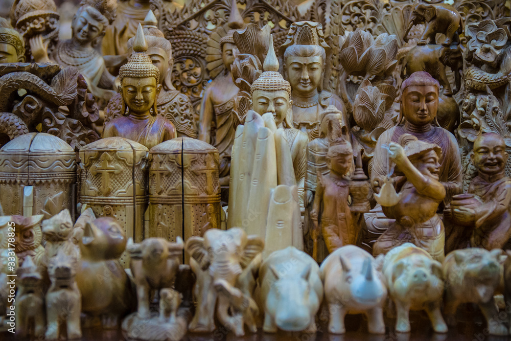 Wood carving Buddha