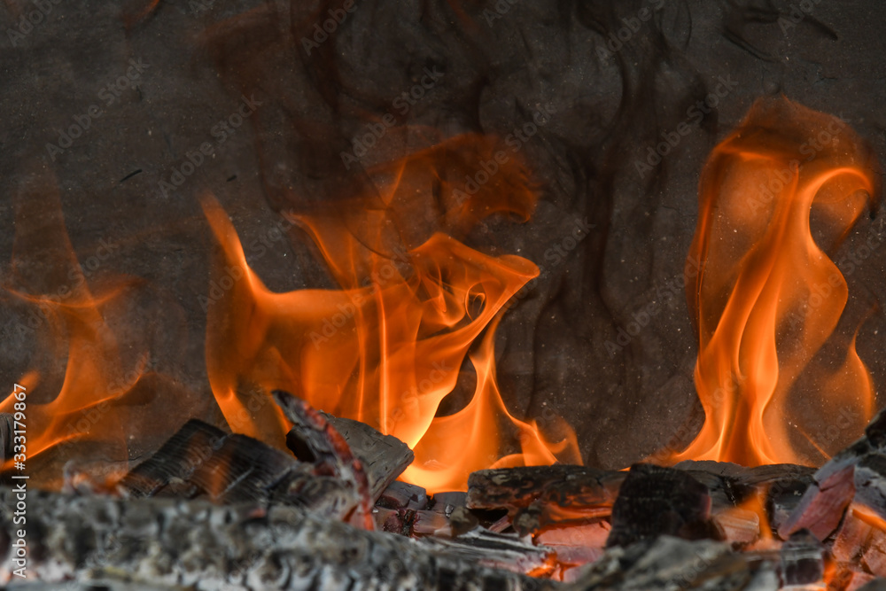 Flames of fire in a bread oven Flames of fire in a bread oven
