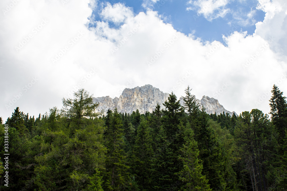 View of Latemar Mountain Range in the Dolomites
