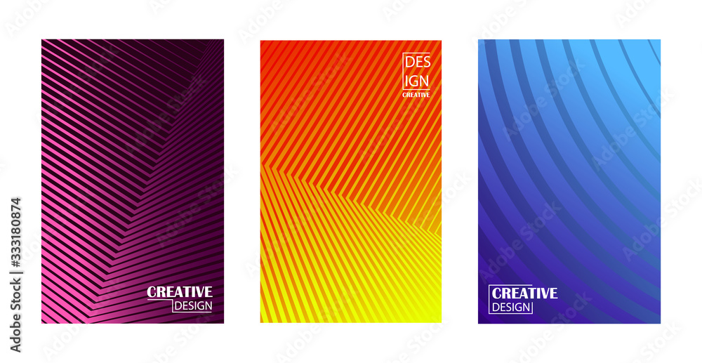 Minimalistic cover design in geometric gradient design. Vector halftone gradient lines. frame for text modern art graphic. design of business cards, invitations, gift cards, flyers, brochures