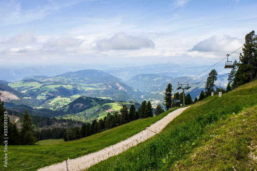 View towards Bolzano from Oberholz Mountain Hut, Obereggen, Italy