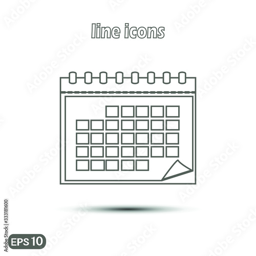 Calendar icon . Linear vector illustration. Thin line symbol for web use and mobile app logo. 