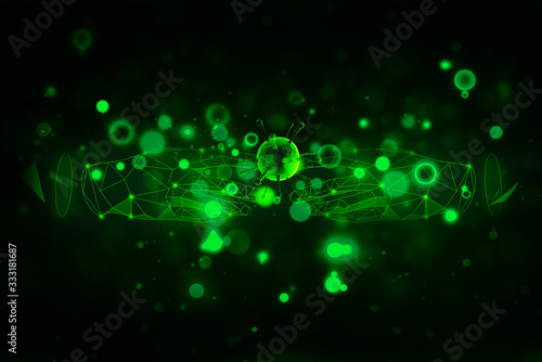 abstract green background on ncov-19 effect. 3d rendering.