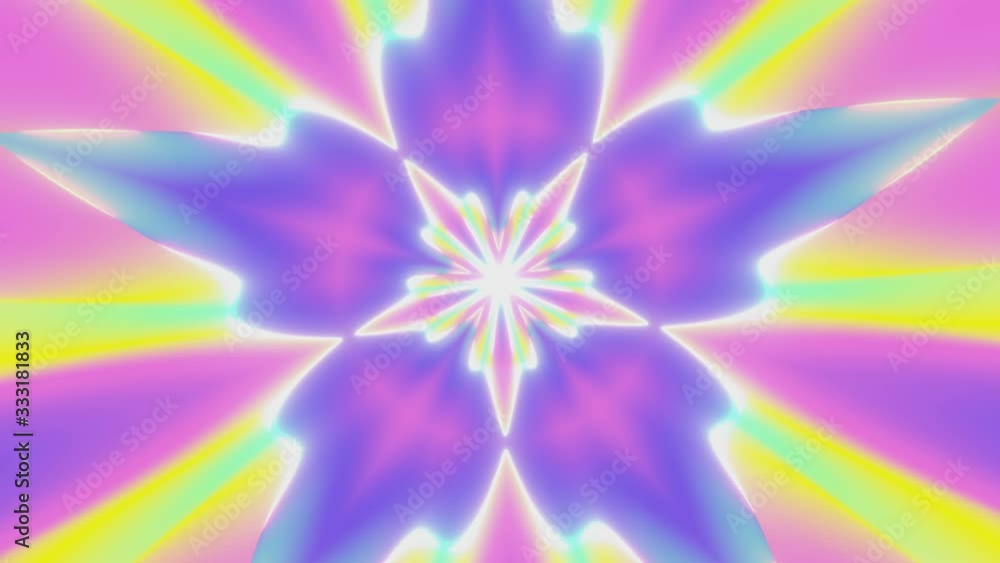 Looped animation. Abstract colorful kaleidoscope background in bright neon colors. Modern colorful wallpaper. 3d rendering. Looped animation. Abstract colorful kaleidoscope background in bright neon colors. Modern colorful wallpaper. 3d rendering.