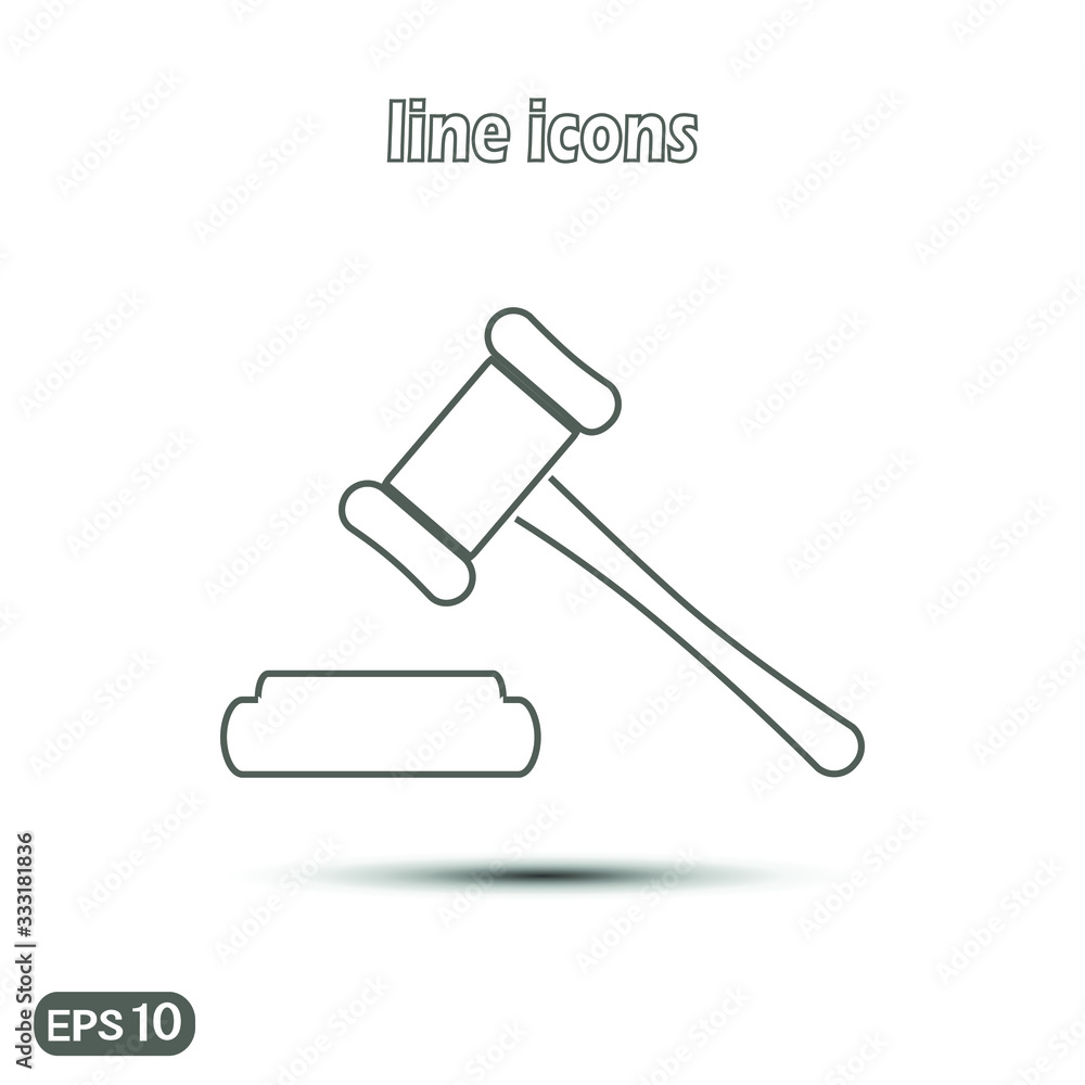 Judge's hammer. Linear vector illustration. Thin line symbol for web use and mobile app logo. Judge's hammer. Linear vector illustration. Thin line symbol for web use and mobile app logo.