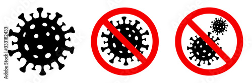 Coronavirus icon set. Covid 19. Virus stop sign. Vector photo