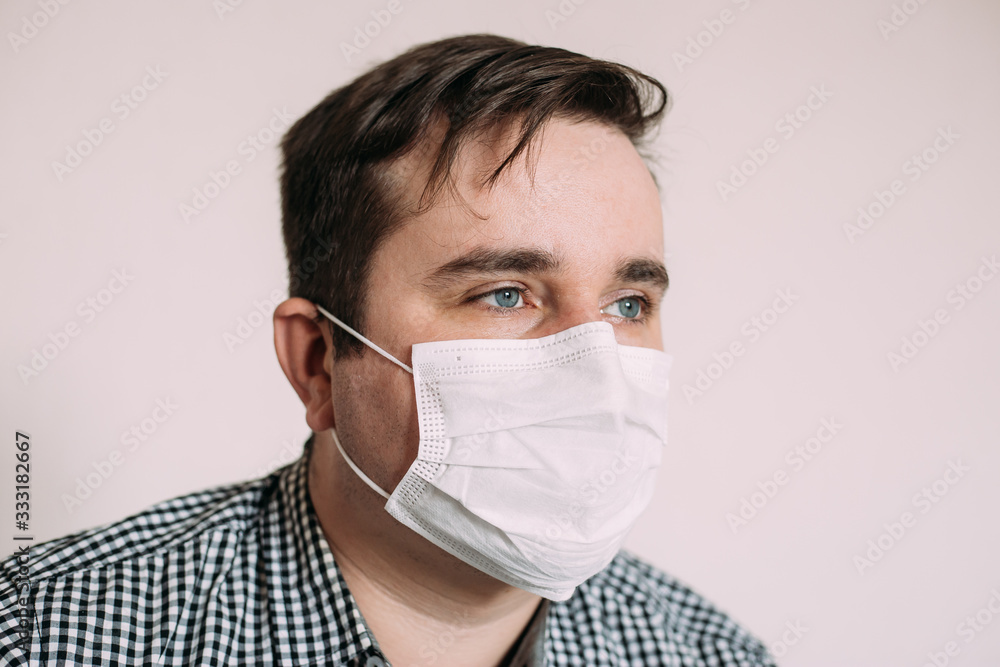man in protective mask against infectious diseases and flu man in protective mask against infectious diseases and flu