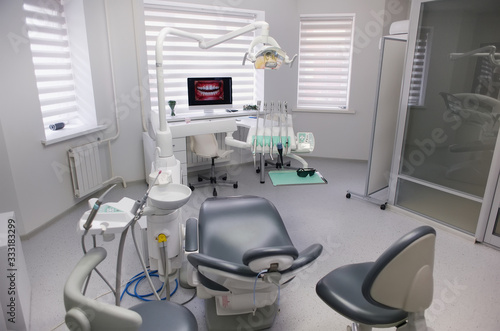 white dentist office with computer