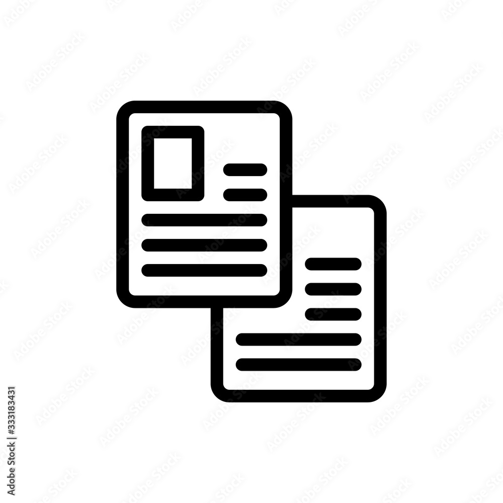 Two Documents Vector Colour With Line Icon Illustration
