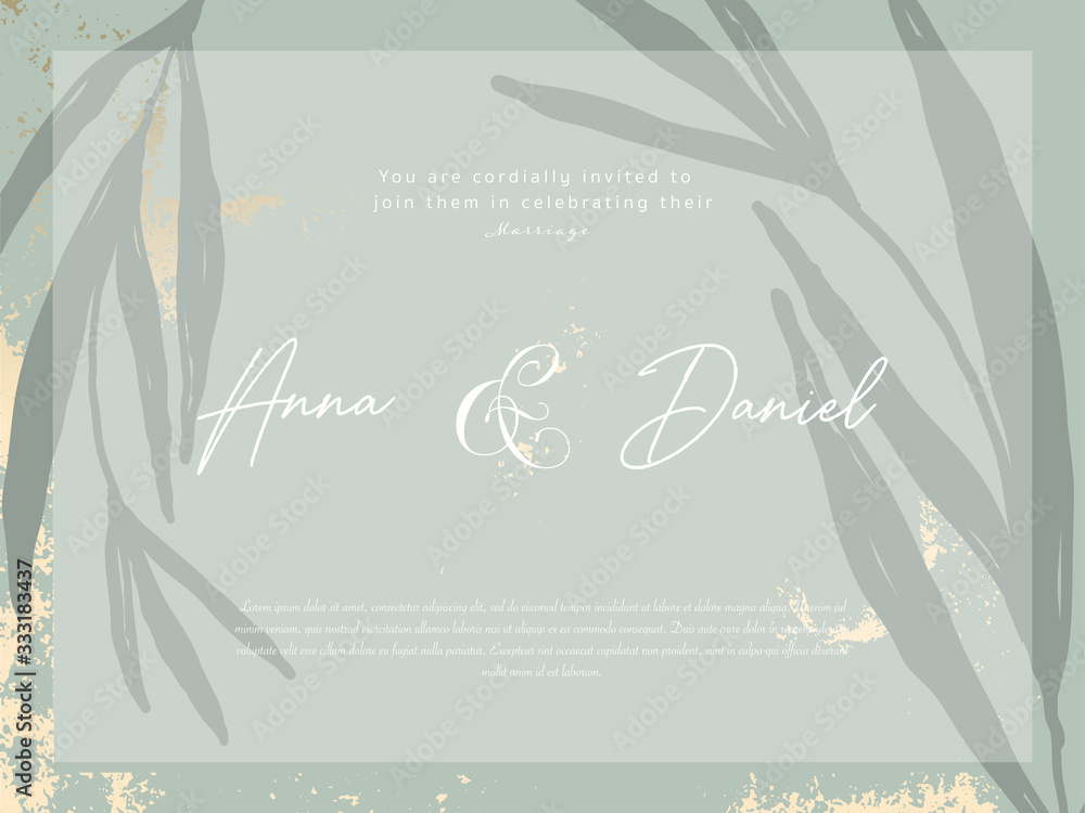 chic foliage gold foil dusty background