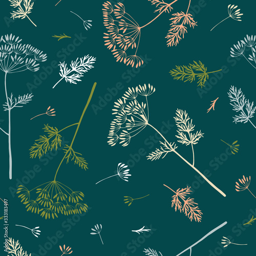 Seamless pattern with dill plant. Stock vector illustration.