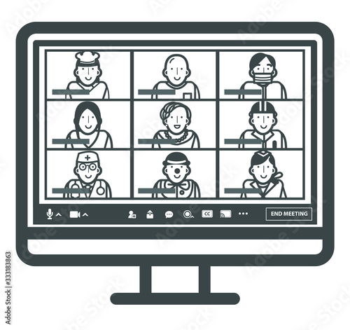 Teleconference for work from home and self quarantine in COVID-19 pandemic concept. Online meeting that involved different profession. 