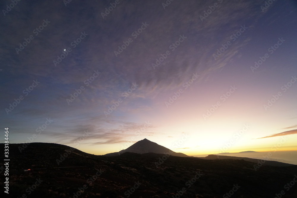 teide by night sunset view sky clouds touching teide by night sunset view sky clouds touching