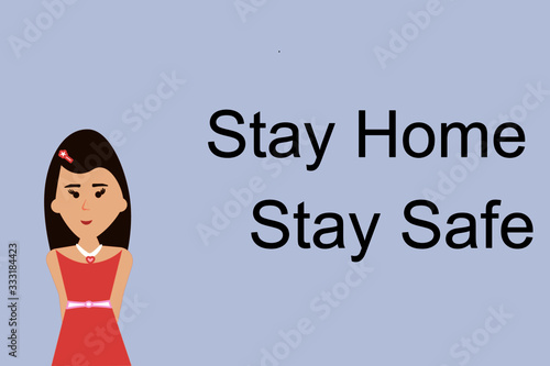Using tool for making woman with wording of stay home stay safe
