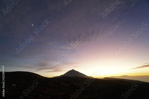 teide by night sunset view sky clouds touching