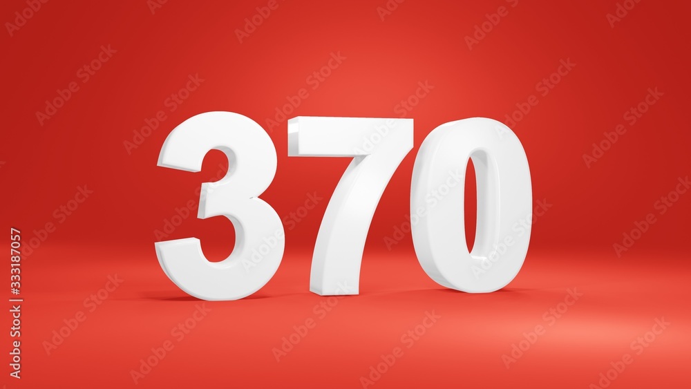 Number 370 in white on red background, isolated number 3d render Number 370 in white on red background, isolated number 3d render
