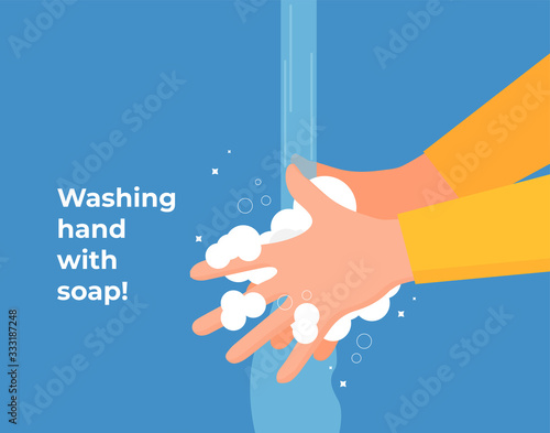Washing hand with soap -vector