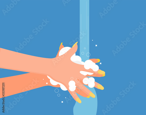 Washing hand with soap -vector