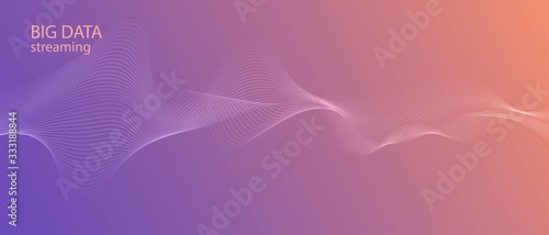 3D Flow Waves. Colorful Music Wallpaper Digital Gradient Overlay. Big Data Stream Purple 