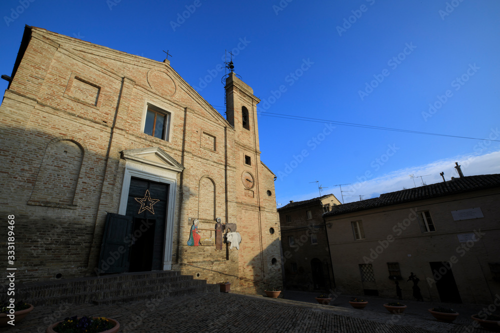 Recanati (MC), Italy - January 1, 2019: Santa Maria di Monte Morello church in Recanati village,  Recanati, Macerata, Marche, Italy