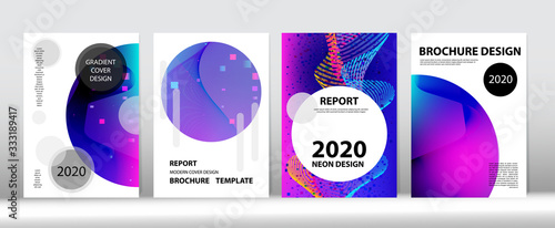 Big Data Tech Neon Magazine. Blue Purple Pink Punk Vector Cover Layout. Equalizer 