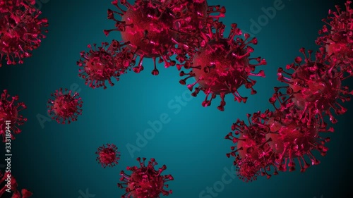 Microscope virus cell. Pandemic bacteria pathogen medical health risk, Corona COVID-19 Alert SOS, immunology, virology, epidemiology concept. 3D rendering looped animation.