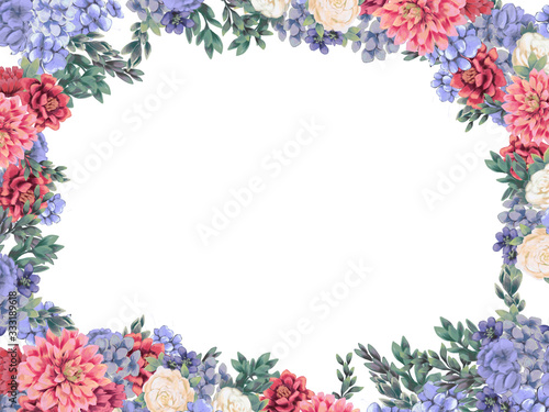 Floral frame for design save the date cards, invitations, posters and birthday decoration