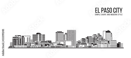 Cityscape Building Abstract Simple shape and modern style art Vector design - El Paso city