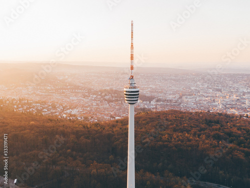 Aerial shot of the TV Tower in Stuttgart, Germany photo