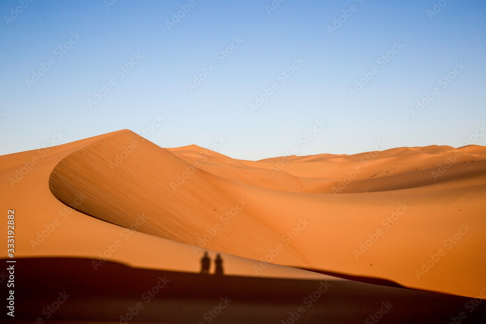 Schatten in den Dünen in der Wüste in den Vereinten arabischen Emirate.