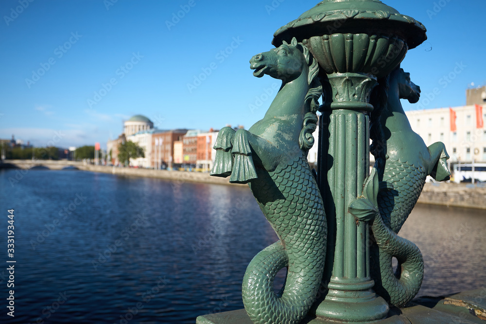 Obraz premium A view along the quays in Dublin City, Ireland