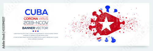  Cuba flag with corona virus Symbol, (2019-nCoV), vector illustration.
