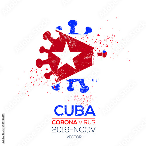  Cuba flag with corona virus Symbol, (2019-nCoV), vector illustration.