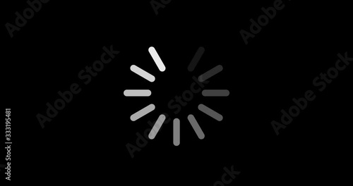 Loading circle icon 4K animation on black and white background