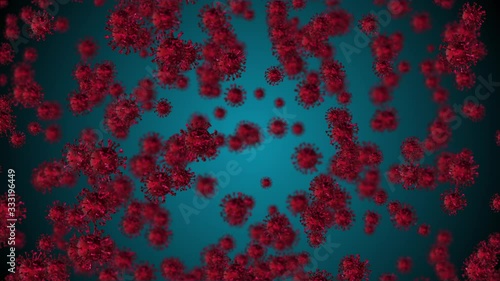 Microscope virus cell. Pandemic bacteria pathogen medical health risk, Corona COVID-19 Alert SOS, immunology, virology, epidemiology concept. 3D rendering looped animation.
