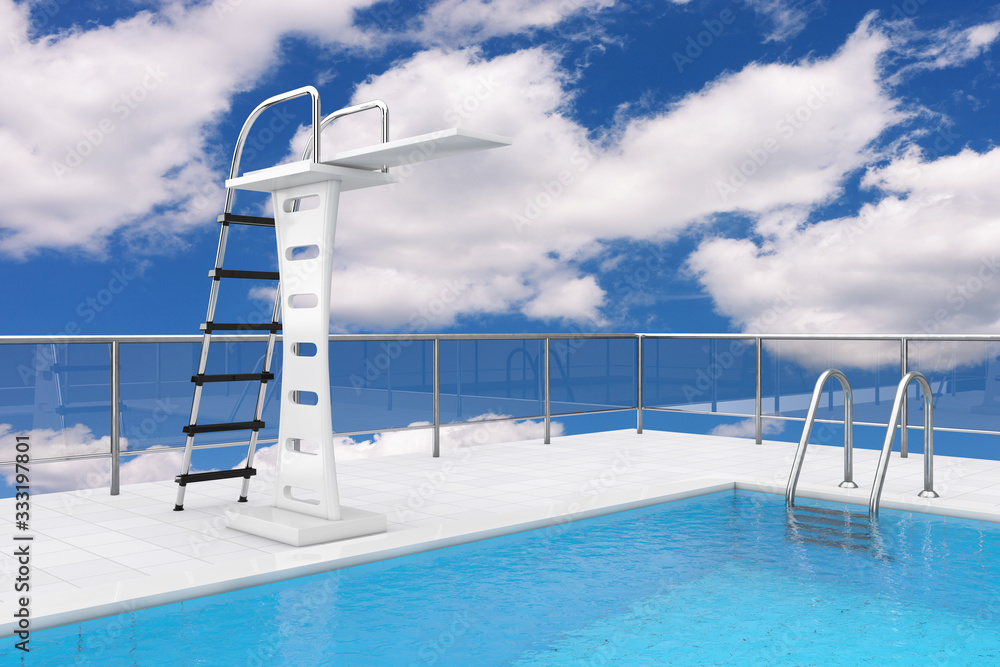 Swimming Pool on Roof with Chrome Swimming Pool Ladder and Swimming