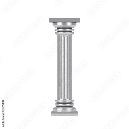 Silver Classic Greek Column Pedestal. 3d Rendering