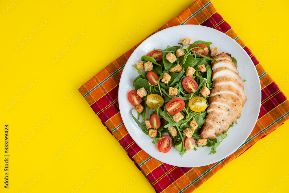 Top view shot of chicken salad Top view shot of chicken salad