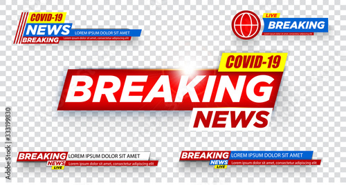 TV News Bars Set Vector. News Lower Thirds Pack. TV News Bars Set Vector. Coronavirus outbreak declared a pandemic. COVID-19 Wuhan Novel corona virus (2019-nCoV). Vector