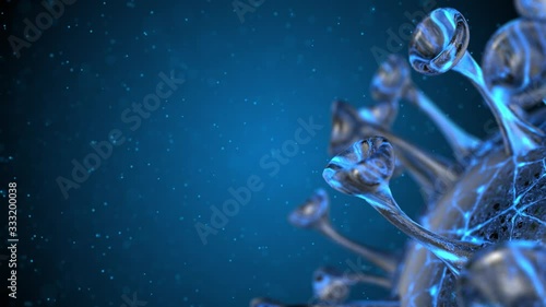 Microscope virus cell. Pandemic bacteria pathogen medical health risk, Corona COVID-19 Alert SOS, immunology, virology, epidemiology concept. 3D rendering looped animation.