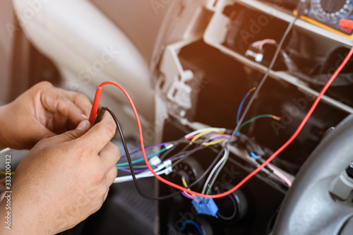 Use a current meter in the car.