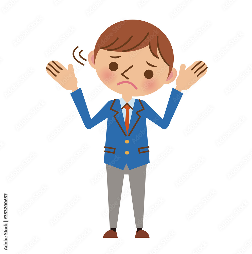 困っているブレザー姿の男子中学生・高校生