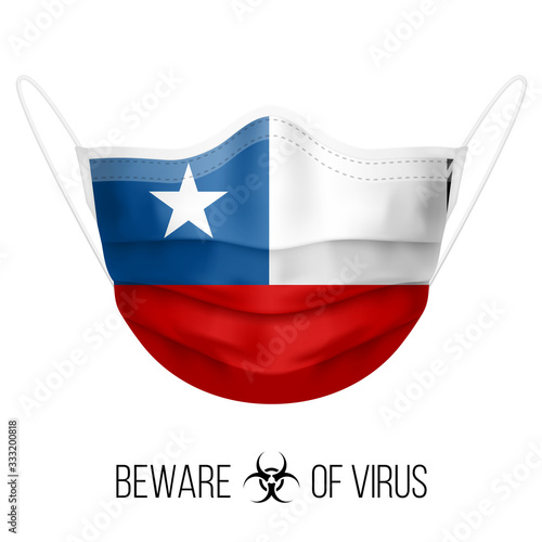 Free Download Medical Mask with National Flag of Chile as Icon on White. Protective Mask Virus and Flu. Surgery Concept of Health Care Problems and Fight Novel Coronavirus (2019-nCoV) in Form of Chilean flag - GFXLoad