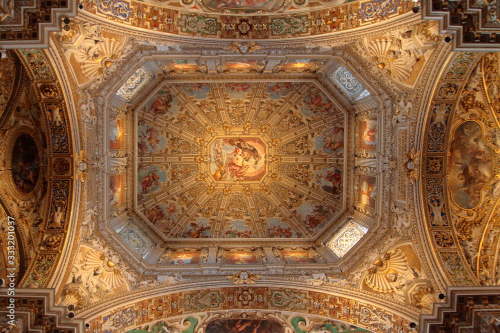 ceiling of bergamo cathedral in italy